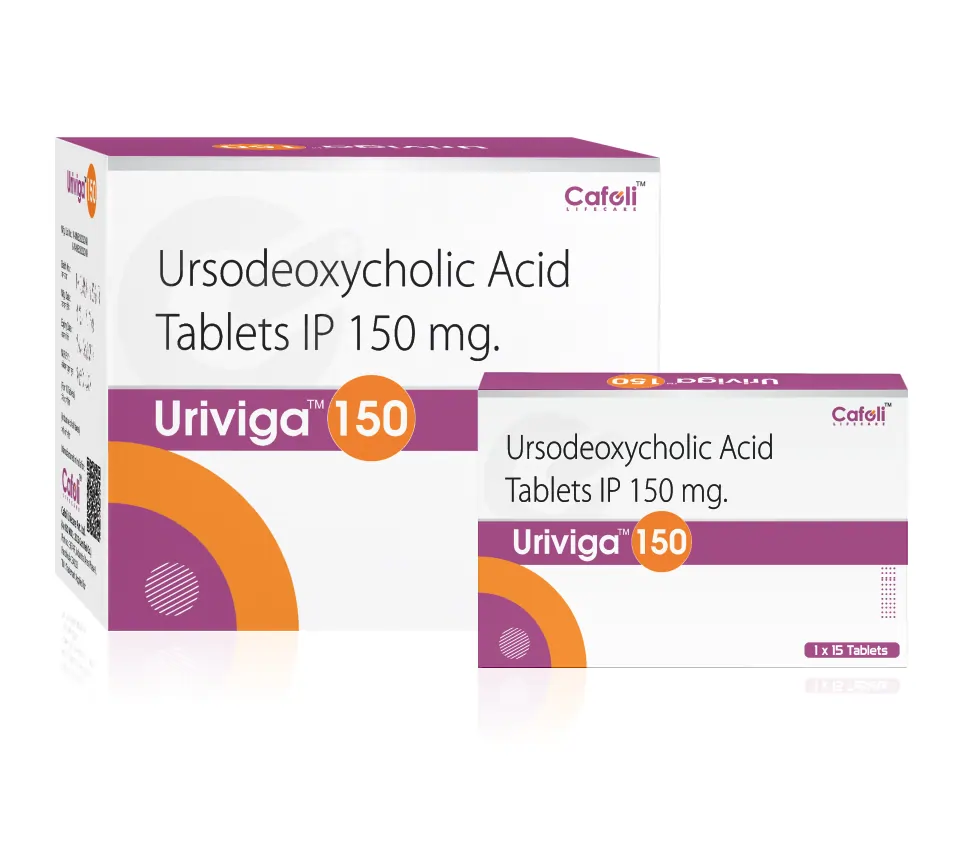 Ursodeoxycholic Acid (150mg) Tablet at the best price in PCD Pharma Franchise for Bile Acid and Gallstone Dissolution.